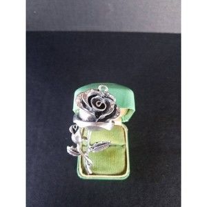 Pewter Rhinestone Rose Pendant